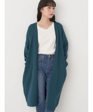 earth music&ecology ニュアンスロングカーディガン Blue Green