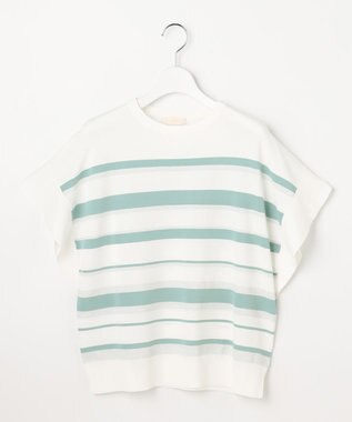 ANY SIS 【アイスタッチ】フレンチスリーブ ニット オフベース×ミント