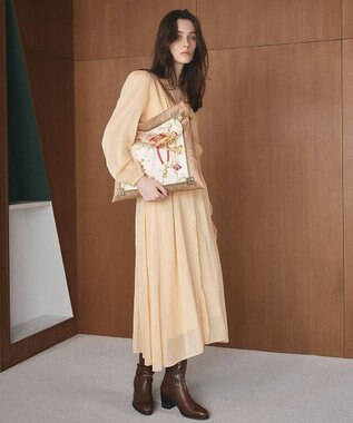 TOPKAPI 【TREASURE TOPKAPI】マイルドサテン スカーフ柄 トートバッグ ベージュ