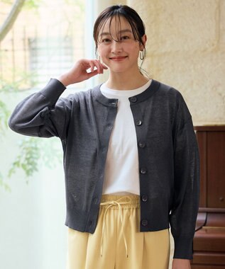 ANY 【洗濯機可/アンチピリング/接触冷感】シアークルーネックカーディガン