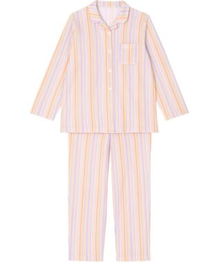 Wing パジャマ 長袖 長ズボン 綿100％(肌側) キルトニット素材 保温性 すっきりシルエット シャツタイプ 上下セット レディース EP6006 ウイング／ワコール オレンジ
