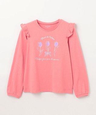 ANY KIDS 【WEB限定】7days プリント Tシャツ コーラル×チューリップ