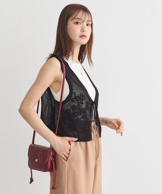 earth music&ecology フラワー刺繍メッシュベスト Black