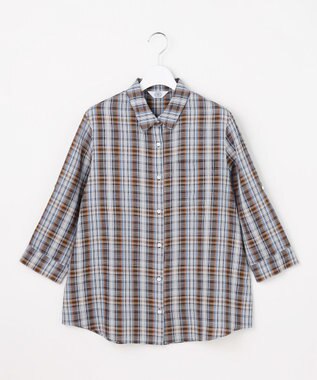 J.PRESS LADIES S 【一枚で着映え】リネンVisマドラス チェック シャツ ブラウス ブラウンチェック系