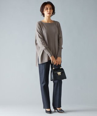 自由区 【洗える】ソフトウールハイゲージポンチョ風 ニット ベージュ系