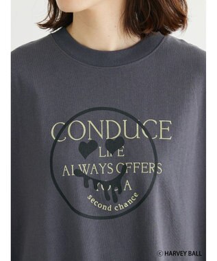 Green Parks Ｓｍｉｌｅｙ　Ｆａｃｅ／スマイル＋ロゴＢｉｇＴシャツ Charcoal Gray