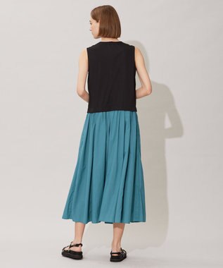 ICB 【人気のため新色追加・洗える】 ジャージコンビドレス ブラック×セルリアン系