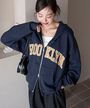 WEGO グラフィックBIGZIPパーカー ネイビー