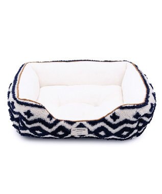 PET PARADISE ペットパラダイス 四角 カドラー 《カントリー柄》 Ｍ ホワイト×ネイビー