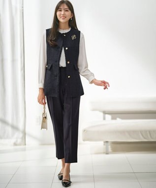 ANY SIS 【洗える】フリルネックスタンド ブラウス オフ