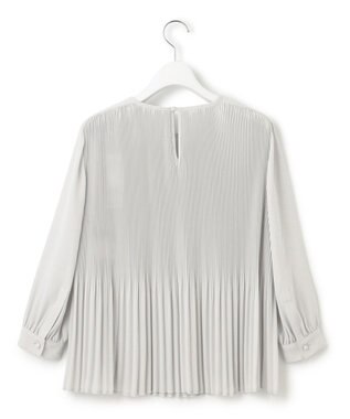 23区 【洗える】ライトバックサテンアムンゼン プリーツ ブラウス ライトグレー系