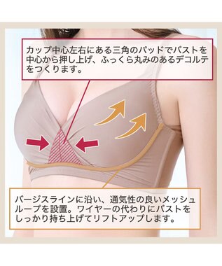 BRADELIS New York 【BRADELIS Me / ノンワイヤー・バストアップ】Perfumyブラ23S1 綿混素材で肌当たりの優しい補正ブラジャー バストにフィットしてラインが響きにくい モカベージュ