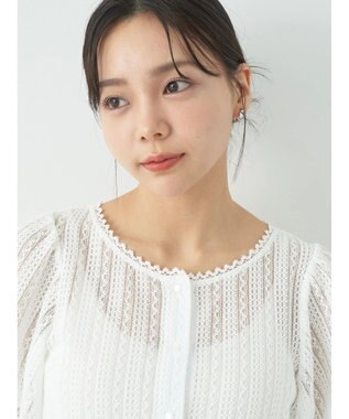 earth music&ecology コンパクトレースカーディガン White