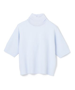 BEIGE， 【洗える】LAURA / 半袖タートルニットトップス Sax