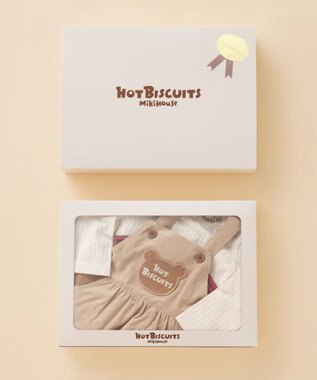 MIKI HOUSE HOT BISCUITS コーデュロイ ジャンパースカート＆モックネックTシャツギフトセット【BOX付き】 ベージュ