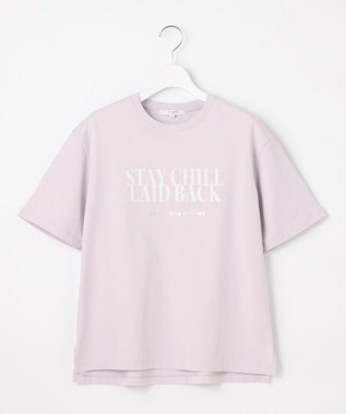 23区 S 【SLOW/一部店舗限定】MVSコットン ロゴTシャツ ラベンダーxオフホワイトロゴ