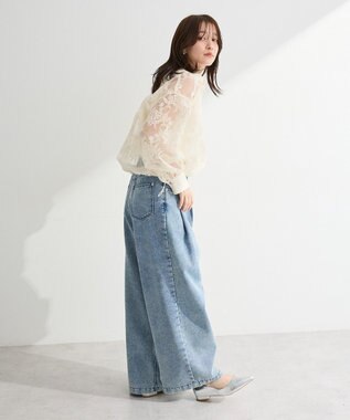 Green Parks オーガン刺繍比翼シャツ Ecru