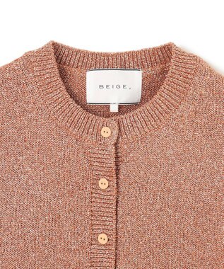 BEIGE， 【洗える】VANDA / ラメ入りクルーネック半袖カーディガン Dark Nude