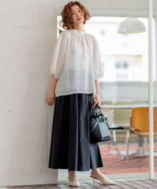 23区 【洗える】ブロドリー ダンデル 2WAY ブラウス ホワイト系