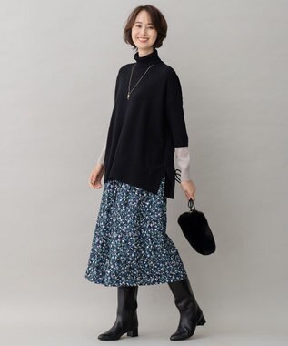 自由区 【洗える】セミウーステッドウール タートルネックニット ブラック系1