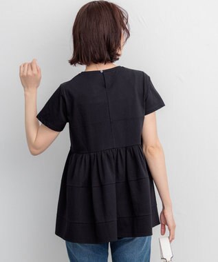 組曲 【WEB限定】プレーティング天竺ビスチェ風ティアード Tシャツ ブラック系