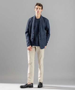 JOSEPH HOMME トップヘリンボンジャージー　カットソージャケット ネイビー系