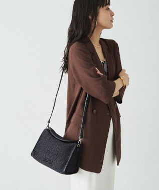 russet ナイロンラフィアショルダーバッグ(CE-1713) Black