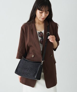 russet ナイロンラフィアショルダーバッグ(CE-1713) Black