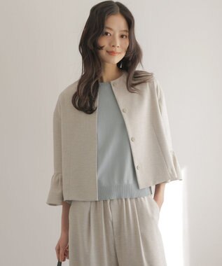  【先行予約・WEB限定】ライトリネンライクノーカラー ジャケット
