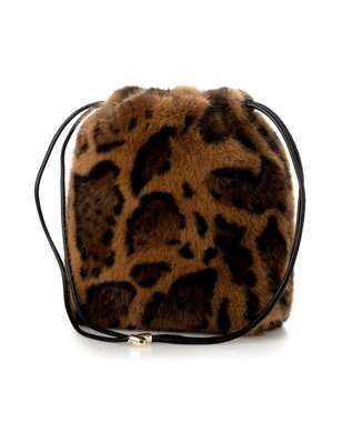 UNBILLION カシュカシュ cachecache / フリルショルダー付エコファー巾着バッグ レオ