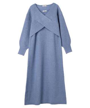 earth music&ecology Ｓｅｔ２点クロスニット＋ノースリーブニットワンピース Blue