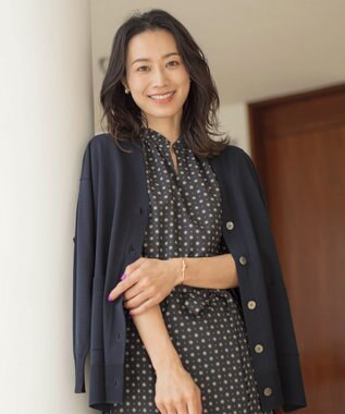 J.PRESS LADIES L 【洗える】 Co/Peライト Vネック カーディガン ネイビー系