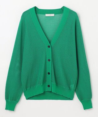 ANY L メッシュＶネックニットカーディガン グリーン