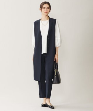 自由区 【セットアップ対応・UVカット・接触冷感・洗える】ライトストレッチ ジレ ネイビー