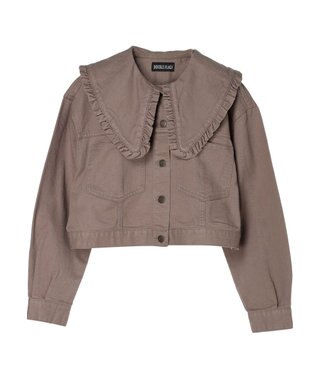 Green Parks ・Ｄｏｕｂｌｅ　Ｆｌａｇｓ　フリルカラージャケット Gray Beige