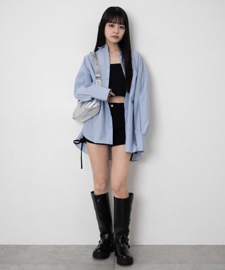 WEGO ボリュームBIGシャツ ブルーストライプ