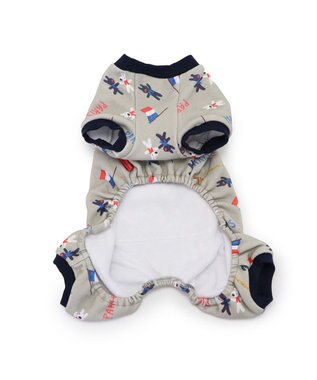 PET PARADISE リサとガスパール ロンパース 《パリ柄》 小型犬 グレー