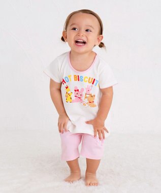 MIKI HOUSE HOT BISCUITS 【80-120cm】 キャビット ルームウェア 上下セット 白