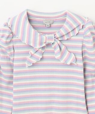 ANY KIDS リボン テレコボーダー Ｔシャツ ラベンダー系