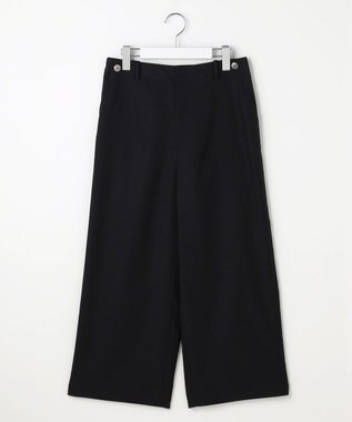 J.PRESS LADIES L FLAXASAオックス ワイド ストレート パンツ ネイビー系