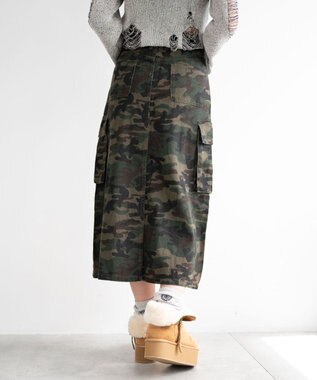 WEGO カモフラジップカーゴスカート カーキ