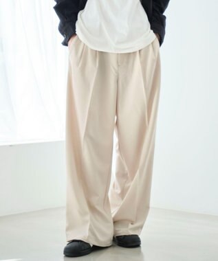 WEGO 【ユニセックス着用ITEM/SMLサイズ展開】バギースラックス ライトベージュ