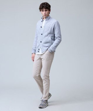 J.PRESS MEN ウール×カシミヤの上質素材【Cash Lamb's Wool】ハイネックケーブル カーディガン_25年モデル ライトグレー系