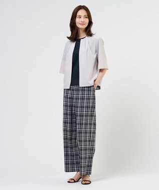 J.PRESS LADIES S 【季節の変わり目に】アキハ BREEZE COOL ノーカラー ブルゾン グレージュ系