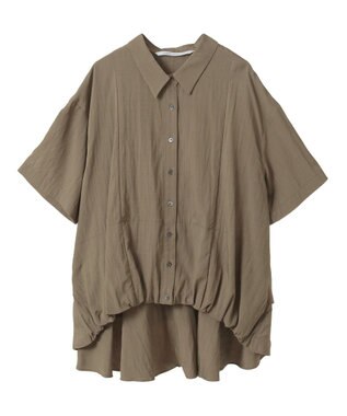 YECCA VECCA 【接触冷感】裾バルーン切替デザインヘムシャツ Khaki