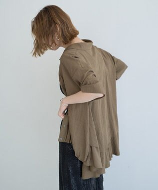 YECCA VECCA 【接触冷感】裾バルーン切替デザインヘムシャツ Khaki