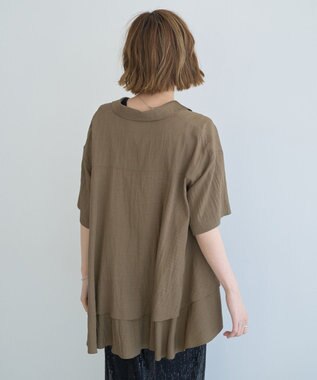 YECCA VECCA 【接触冷感】裾バルーン切替デザインヘムシャツ Khaki