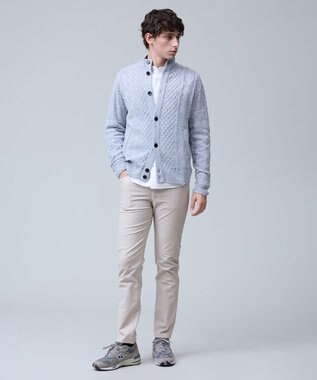 J.PRESS MEN ウール×カシミヤの上質素材【Cash Lamb's Wool】ハイネックケーブル カーディガン_25年モデル ライトグレー系