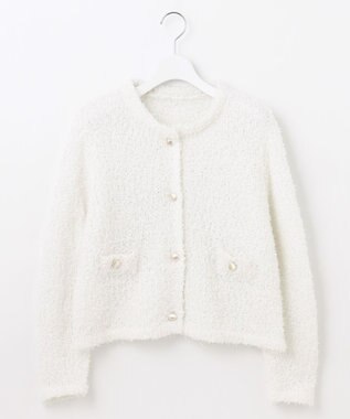 Feroux 【洗える】ミックスヤーンニット ジャケット アイボリー系