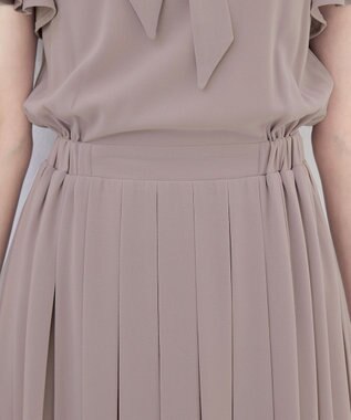 Tiaclasse 【洗える】リボンタイプリーツワンピース グレージュ